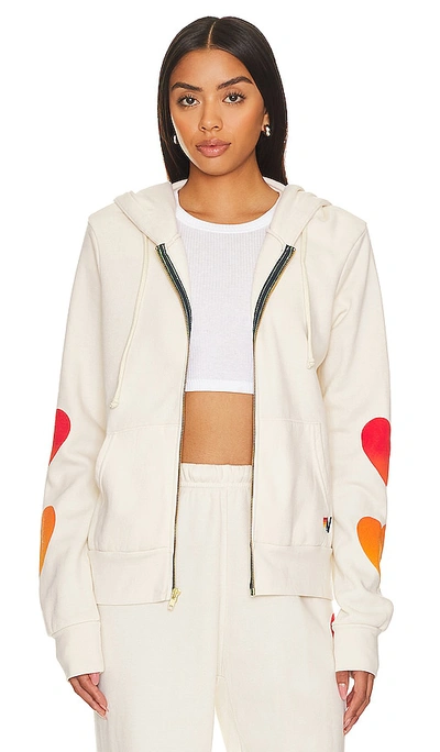 Aviator Nation Heart Fade 4 Zip Hoodie In Vintage White