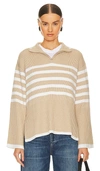 Rails Tessa Striped Zip Sweater In Beige