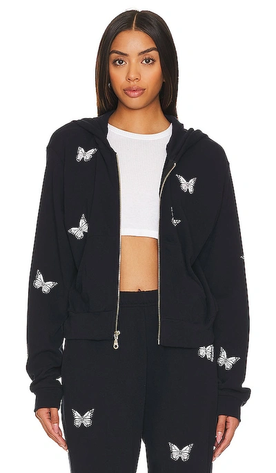 Lauren Moshi Lachelle Crop Zip Up Hoodie In Navy