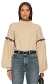Joie Shiloh Mock-neck Blouson-sleeve Sweater In Natural