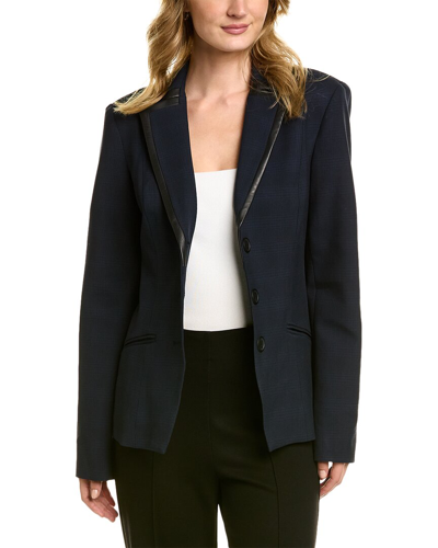 Snider Jackson Leather-trim Jacket In Navy