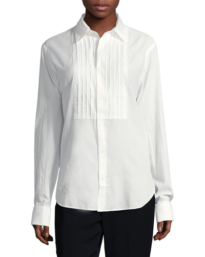 Burberry Ladies White Ribbed Panel Shirt