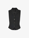 WHISTLES WHISTLES WOMENS BLACK SIA SINGLE-BREASTED CROPPED WOOL-BLEND WAISTCOAT