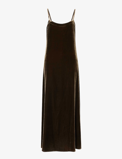 Le Kasha Womens Olive San Vio Relaxed-fit Woven-blend Midi Dress