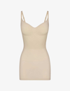 SKIMS SKIMS WOMEN'S SAND SEAMLESS SCULPT STRETCH-WOVEN SLIP DRESS