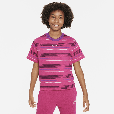 Nike Sportswear Essentials+ Big Kids' (girls') Boxy T-shirt In Pink