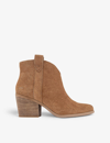 TOMS TOMS WOMEN'S TAN SUEDE CONSTANCE WESTERN PULL-TAB SUEDE HEELED BOOTS