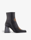 ALOHAS BLAIR TWO-TONE BLOCK-HEEL LEATHER ANKLE BOOTS