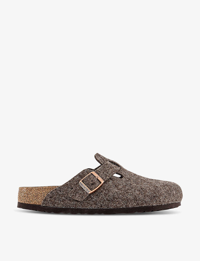 Birkenstock Womens Cocoa Boston Buckle-fastened Wool Clogs