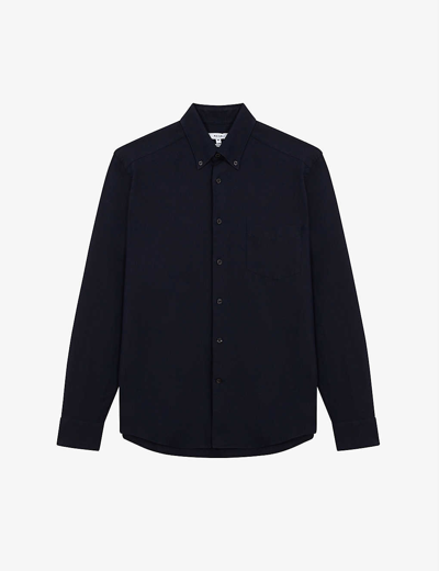 Reiss Mens Navy Greenwich Button-down Cotton Oxford Shirt