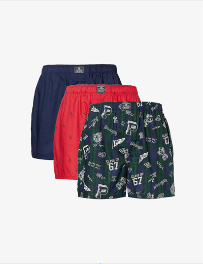 Polo Ralph Lauren Mens Multi Graphic-print Cotton Boxers Pack Of Three