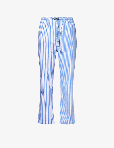 Polo Ralph Lauren Mens Blue Fun Stripe Striped Brand-embroidered Cotton Pyjama Bottoms