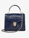 Aspinal Of London Womens Midnight Mayfair Midi Croc-embossed Leather Cross-body Bag In Midnight