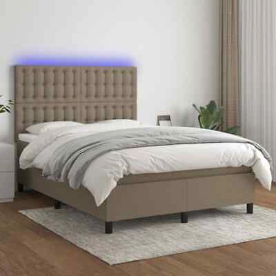 Pre-owned Vidaxl Boxspringbett Mit Matratze & Led Taupe 140x190 Cm Stoff