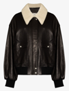 Khaite Shellar Shearling Collar Leather Aviator Jacket