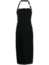 VERSACE BLACK HALTERNECK MIDI DRESS