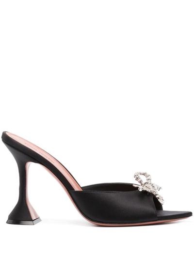 AMINA MUADDI ROSIE 95 CRYSTAL MULES - WOMEN'S - SATIN/GOAT SKIN/LEATHER/RUBBER