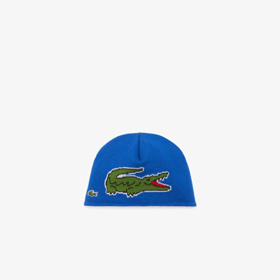 Lacoste Kids' Wool Beanie With Large Crocodile - 6 - 9 Years In Blue