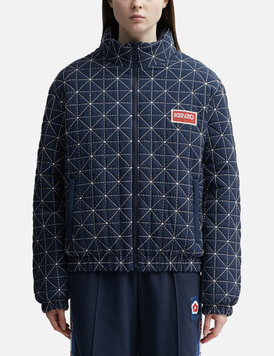 Kenzo Sashiko Stitch Down Jacket In Blue