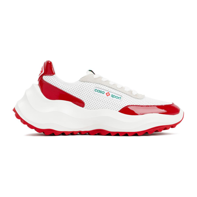 Casablanca Atlantis Leather Low Top Sneakers In White Red