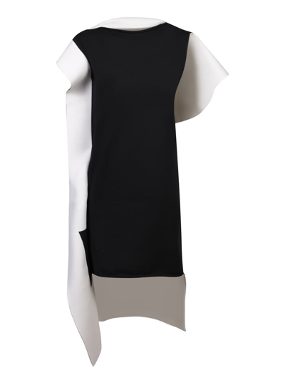 Issey Miyake Black & White Shaped Canvas Minidress