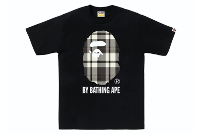 Pre-owned Bape Check By Bathing Ape Tee Black