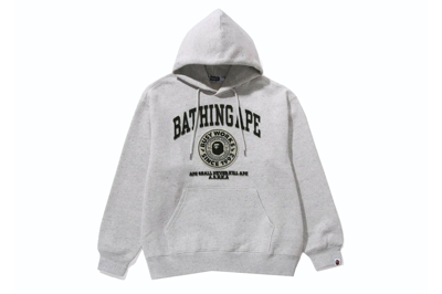Pre-owned Bape College Graphic Pullover Hoodie Gray