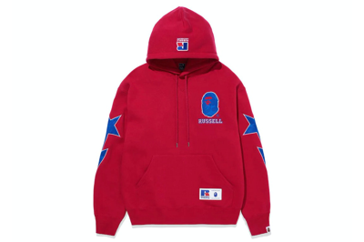 Pre-owned Bape X Russell Pullover Hoodie Red