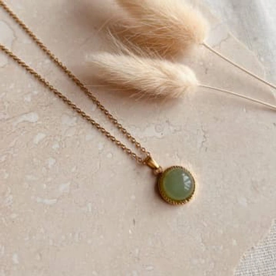 Little Nell Necklace Gold Plated Jade Pendant