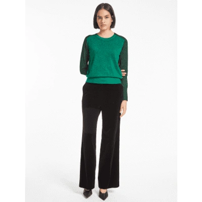 Cefinn Remi Two-tone Metallic Wool-blend Sweater In Green