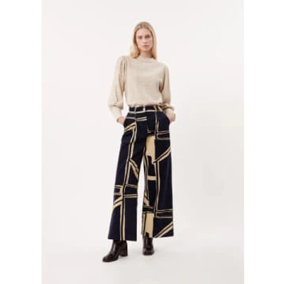 Frnch Wide Leg Pop Square Corduroy Trousers In Blue