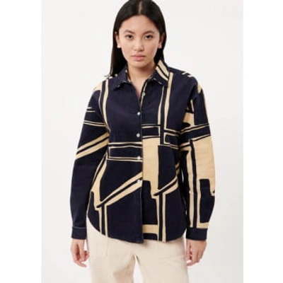 Frnch Corduroy Pop Square Shirt In Blue