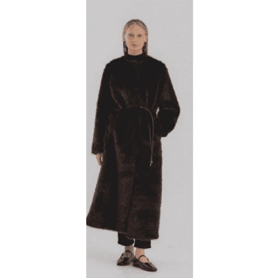 Molliolli Weather Maxi Faux Fur Coat In Brown