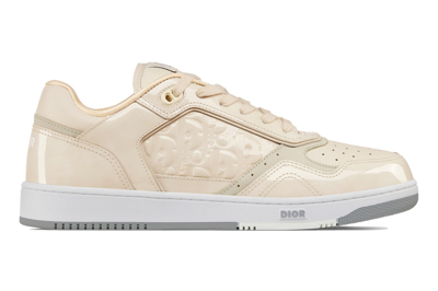 Pre-owned Dior B27 Low Cream Patent  Oblique Gravity Embbossed In Cream Patent Calfskin/ Oblique Gravity Leather