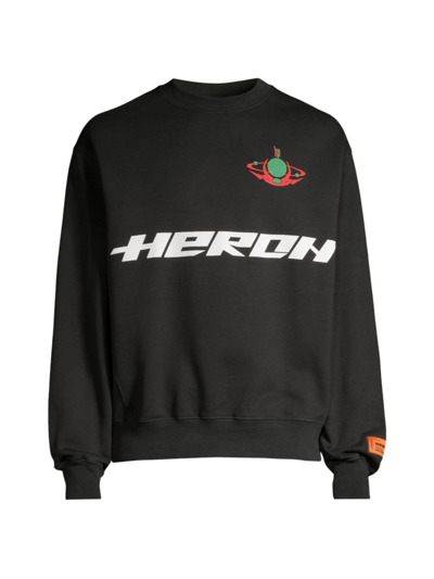 Heron Preston Hp Burn Crew-neck Sweatshirt In Black Light Green