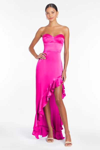 Amanda Uprichard Amalia Silk Gown In Hot Pink Light