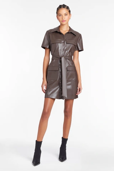 Amanda Uprichard Short Sleeve Greyson Dress In Cocoa