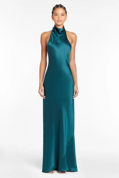 Amanda Uprichard Rainier Silk Gown In Conifer