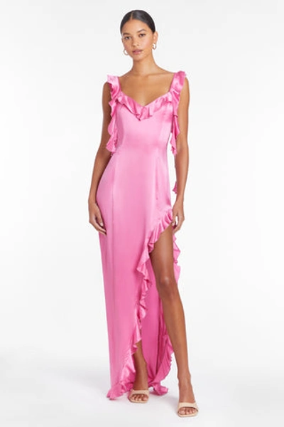 Amanda Uprichard Sonnet Silk Gown In Pompei Pink