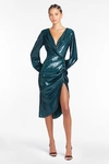 Amanda Uprichard Long Sleeve Roma Dress In Ansella Burnout In Ansella Burnout