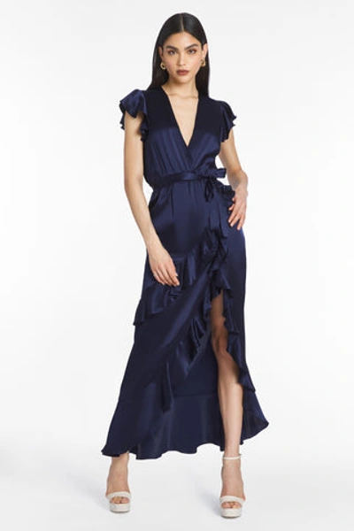 Amanda Uprichard Johanna Silk Maxi Dress In Blue