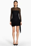 Amanda Uprichard Jasmine Embroidered Long Sleeve Mesh Minidress In Black