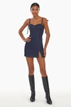 Amanda Uprichard Taylor Denim Skort Romper In Indigo