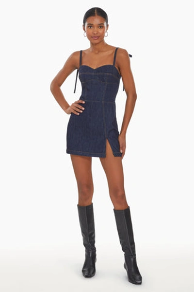 Amanda Uprichard Taylor Denim Skort Romper In Blue