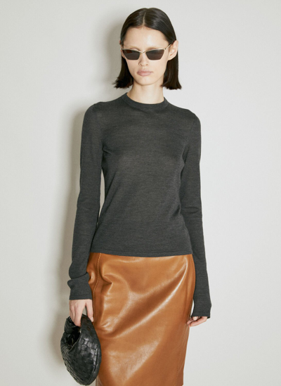 Saint Laurent Cashmere, Wool And Silk Sweater In Grey