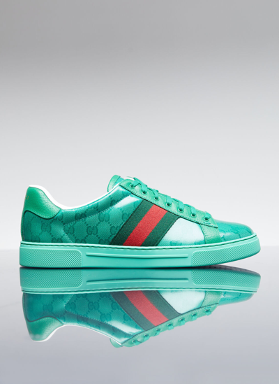 Gucci Gg Crystal Canvas Sneakers In Green