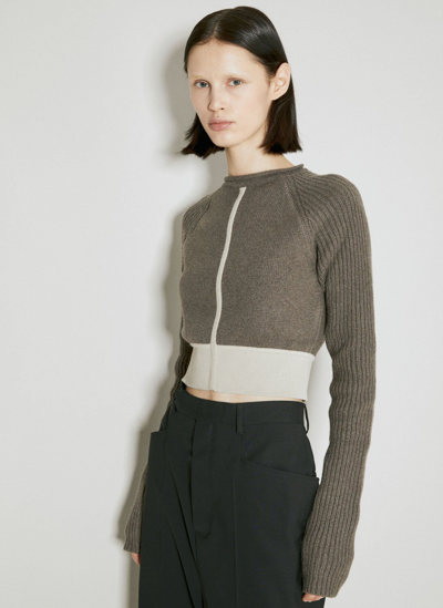 Rick Owens Cropped Cashmere Sweater In Grey