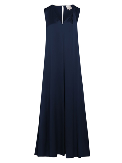 Careste Faith Sleeveless Silk Trapeze Maxi Dress In Midnight Blue