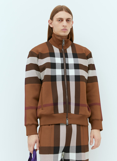 Burberry Check Bomber Jacket In Brown