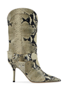 PARIS TEXAS WOMEN'S JUNE SNAKE-EMBOSSED LEATHER HARNESS BOOTS